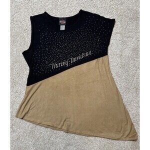 Harley Davidson Faux Suede Asymmetrical Top XL Bling Top Rayon Spandex SOFT